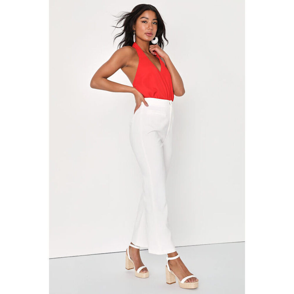Lulus Chic Success White Straight Leg Pants - Size M